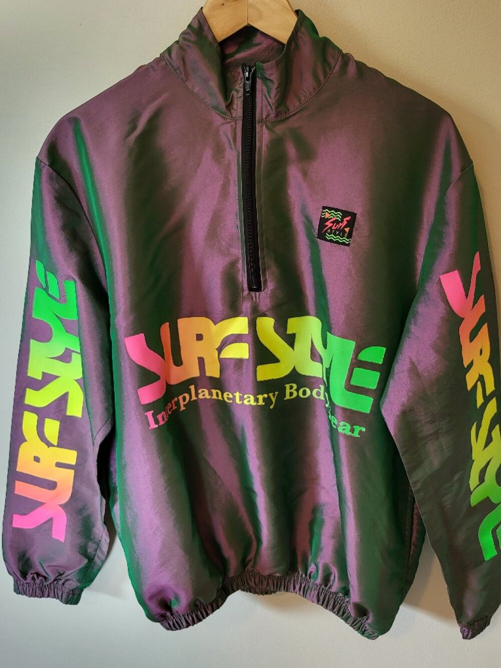 Surf Style Iridescent Interplanetary Quarter Zip Windbreaker